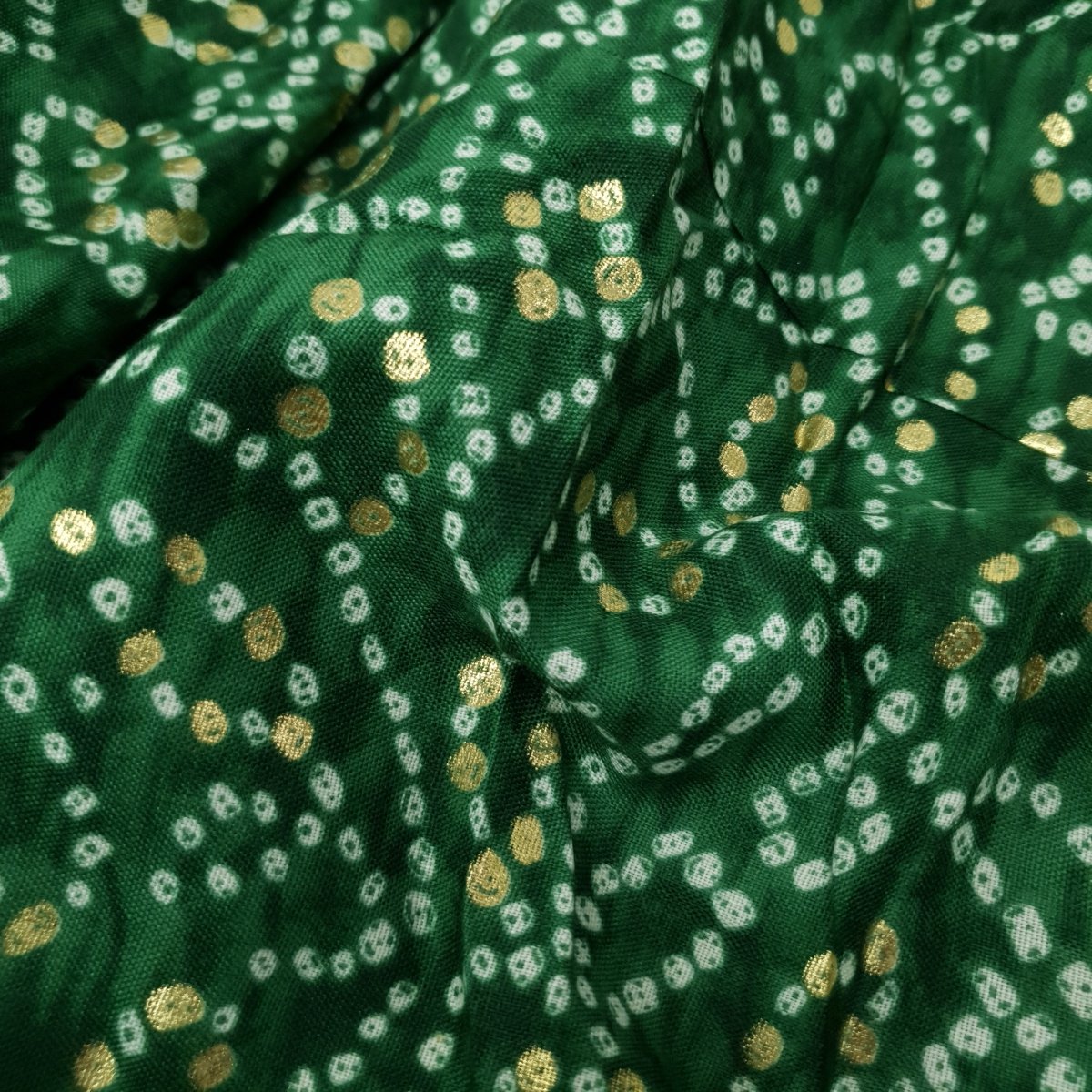 Unstitched Green Bandhani Kurta Pyjama