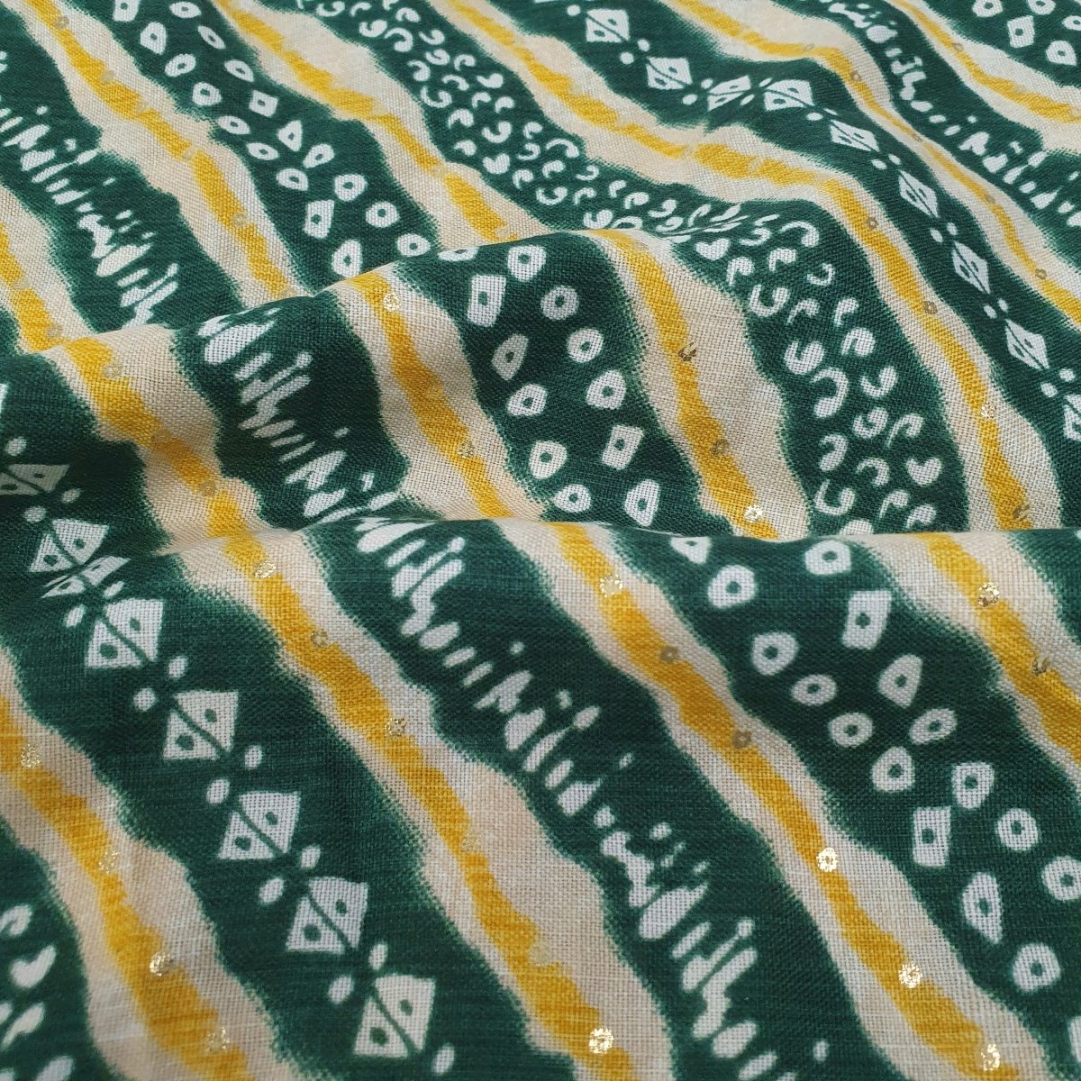 Unstitched Green Leharia Kurta Pyjama