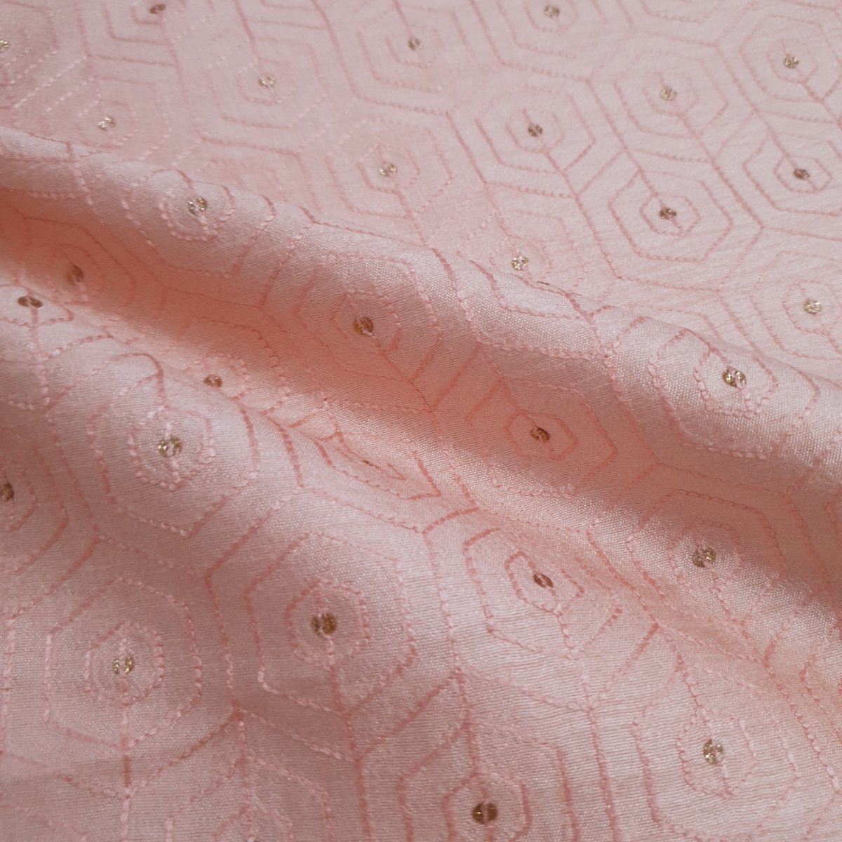 Unstitched Peach Honeycomb Kurta Pyjama