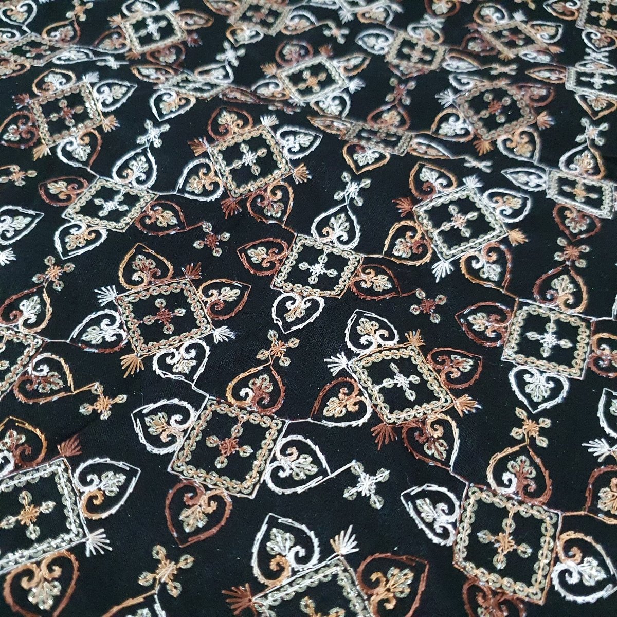 Unstitched Black Embroidery Bundi Gold Kurta Set