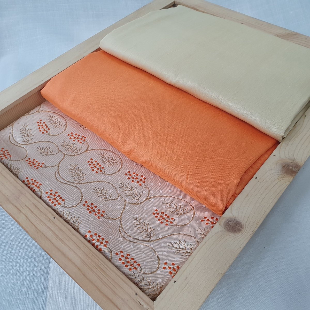 Kurta Jacket - Orange Floral Jacquard Kurta Jacket Set - Regular - Dakshina Store