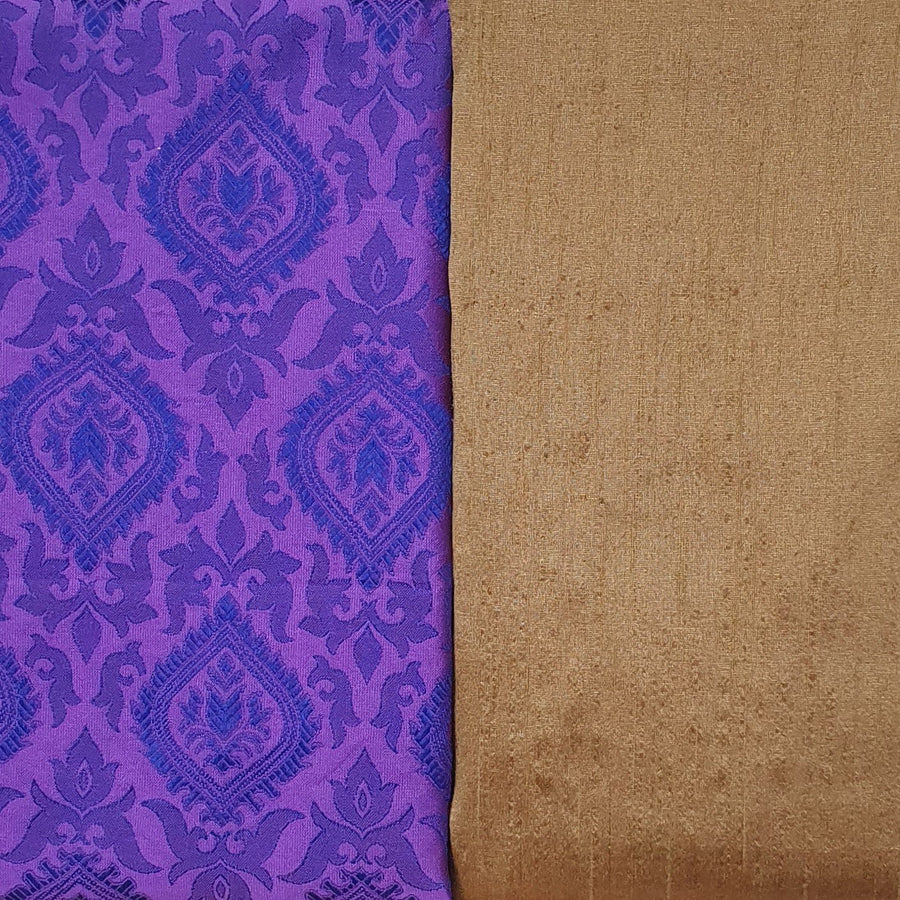 Kurta Set - Purple Jacquard Kurta Chikoo Pyjama - Dakshina Store