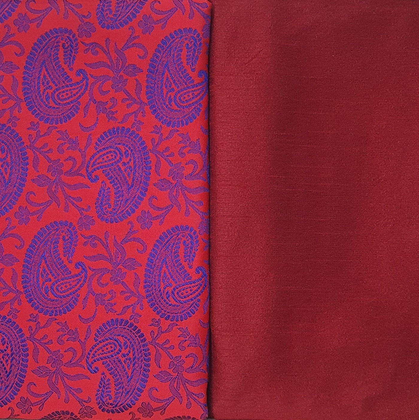 Kurta Set - Red Jacquard Kurta Maroon Pyjama - Dakshina Store