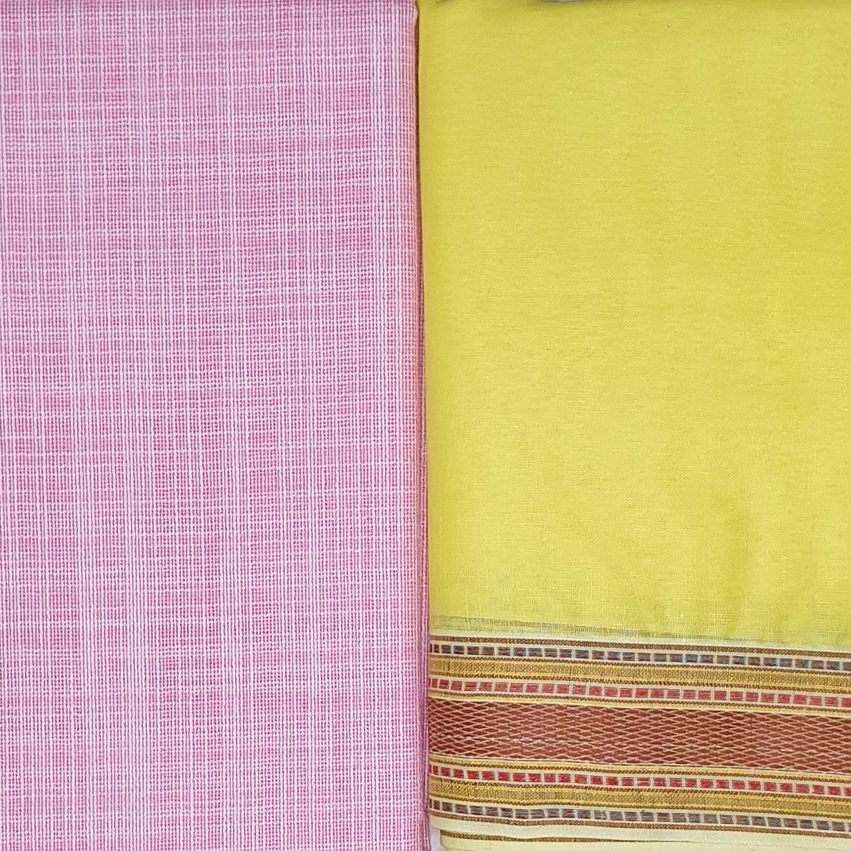 Dhoti Kurta - Soft Pink Slub Yellow Dhoti Kurta - Dakshina Store