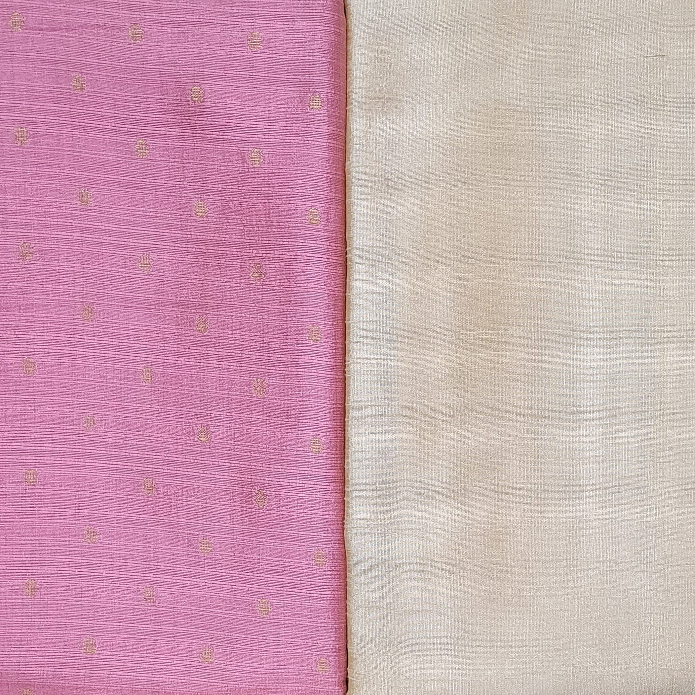 Kurta Set - Soft Pink Zari Butti Kurta Cream Pyjama - Dakshina Store